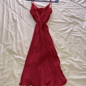Pleated Red Dress
